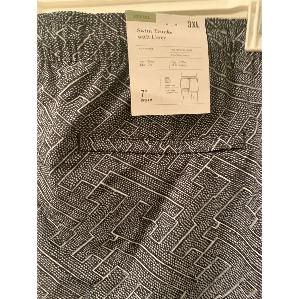 Goodfellow & Co Men's Geo Print Swim Trunks Shorts Liner Size 3XL Multi-Color